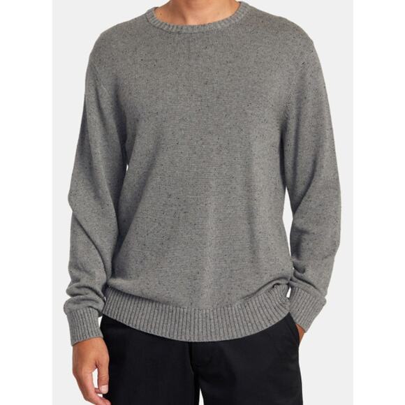 RVCA ribbed gray Neps long sleeve crew neck sweater medium NWT in packaging - Picture 1 of 6